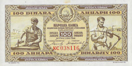 50 e 100 Dinara – 1946 – Iugoslávia