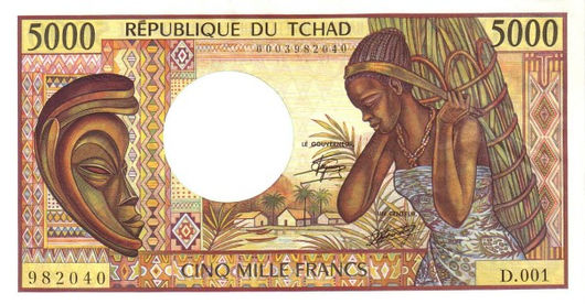 500/1.000/5.000 Francs – 1974-1984-1991 – Chade