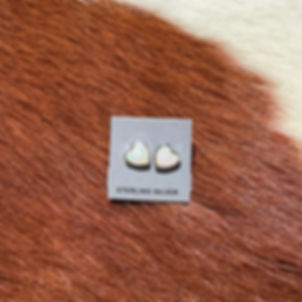 White Opal Heart Studs