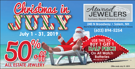 Christmas In July Sale 50% off--Atwood Jewelers Salem NH....!!