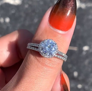A beautiful diamond and moissanite band and engagement ring.
