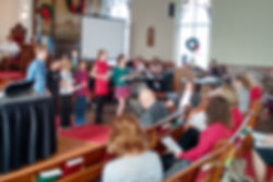 Sunday School children make Holiday Hope Chests