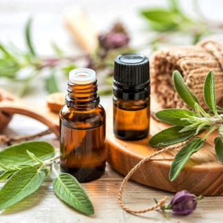 Şişede doğal adaçayı yağı.