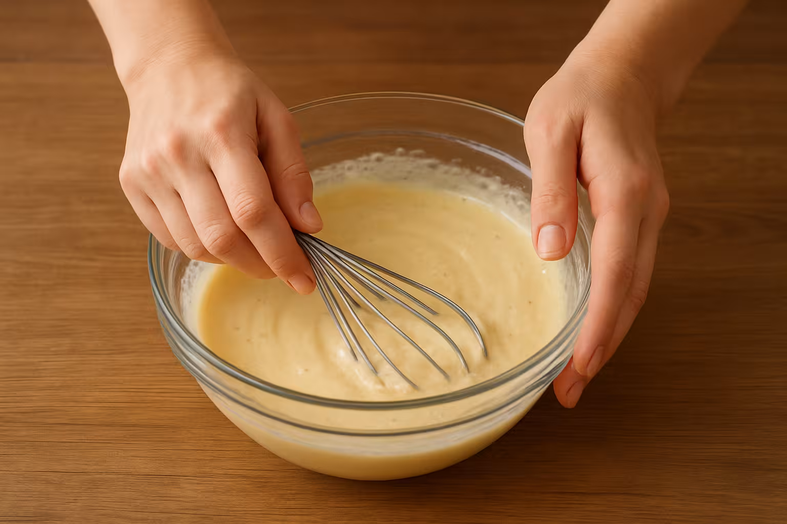 Cam kapta limon, lavanta ve kek malzemelerinin tel çırpıcıyla karıştırılması.