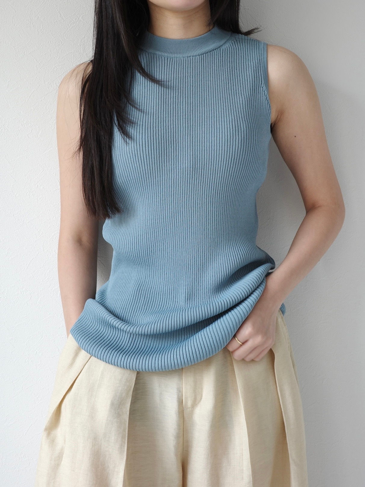 【Lilly Lynque】Viscose blend basic rib Tank