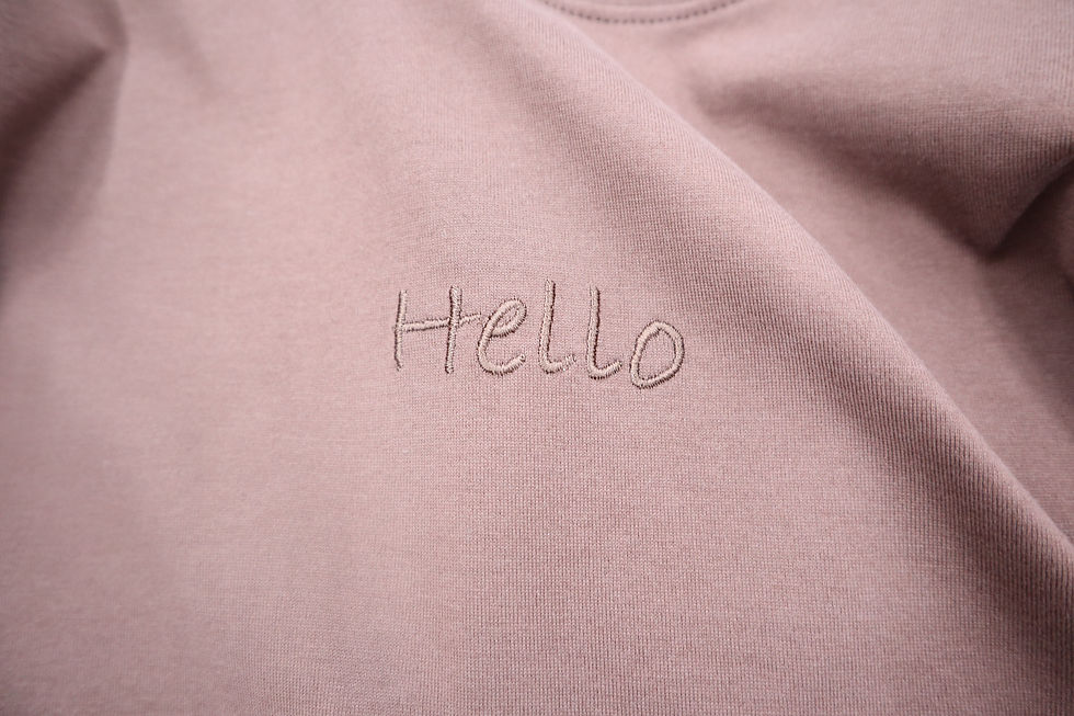 サムネイル： 6007012　”Roy” 　RP加工   50/2  Plain  "Hello"embro  Tops