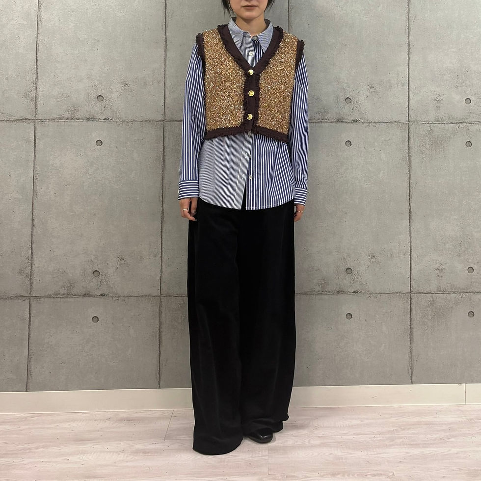 【LILLY LYNQUE 2025aw】Tweed fringe compact vest【8508154】
