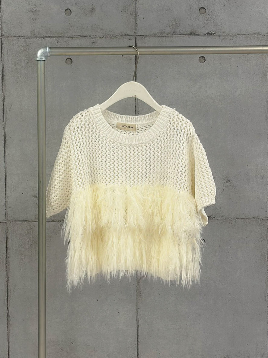 サムネイル： Fringe knit half sleeve TOPS