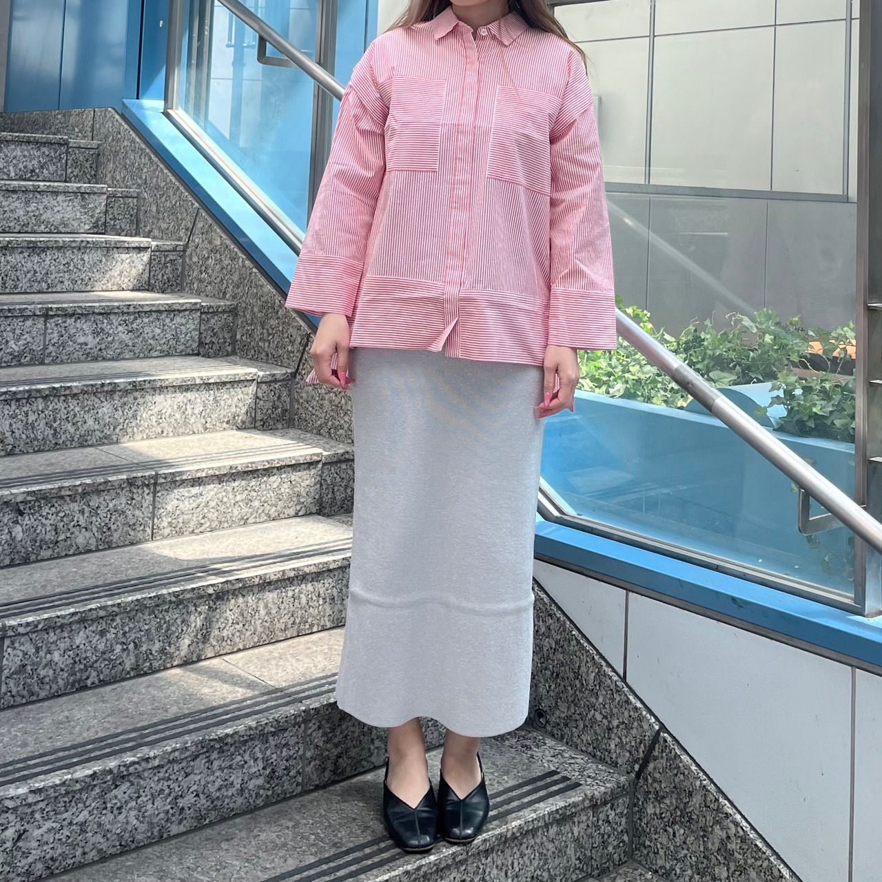 【vaneum 2024ss】スペイン オーガニックコットン ストライプシャツ【3-01-2-007】