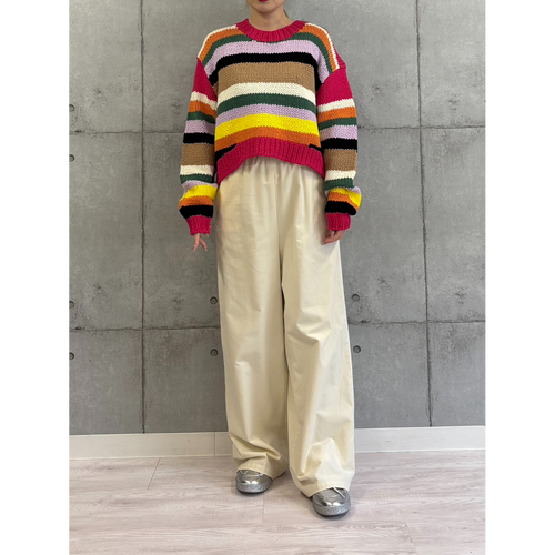 LILLY LYNQUE 2025aw】Cotton Colorful border TOP【8508105