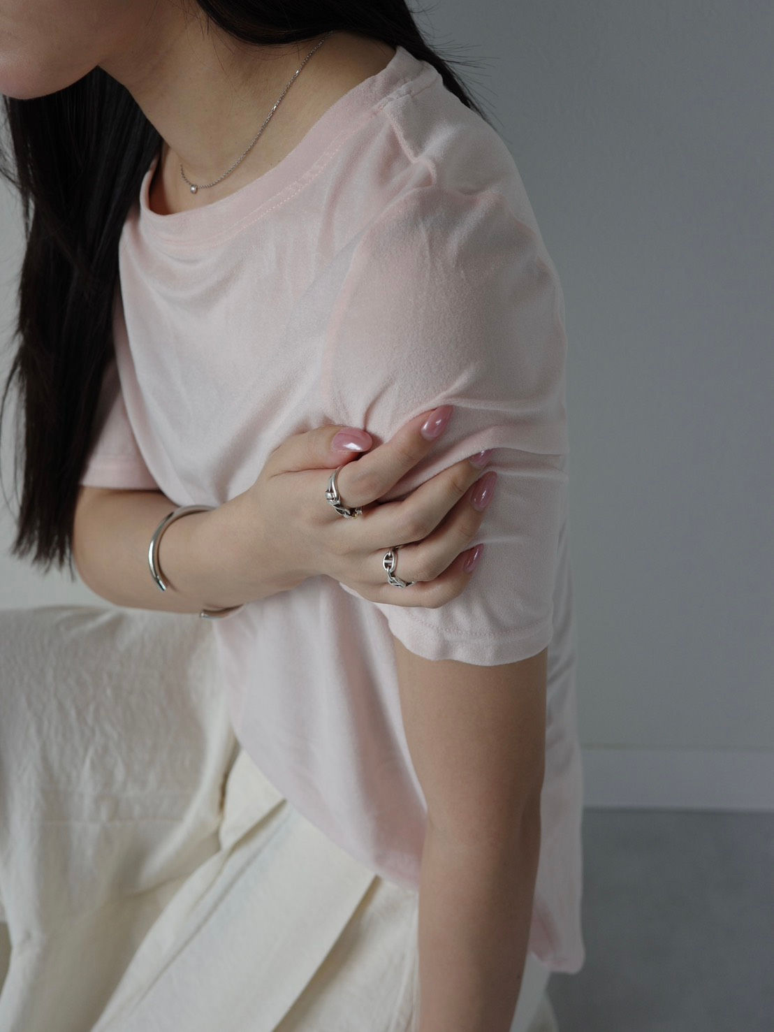 【vaneum】Sheer velor tops