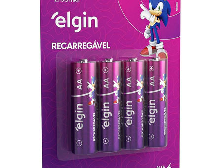 Pilha recarregável AA 2700Mah Elgin, cartela com 4 unidades comum, aprovadas pelo Inmetro, são pilhas da Elgin com 0% de mercúrio e cadmio na sua composição, indicadas para brinquedos, controle de videogames e produtos de alto consumo de pilhas, energia renovável de alta qualidade