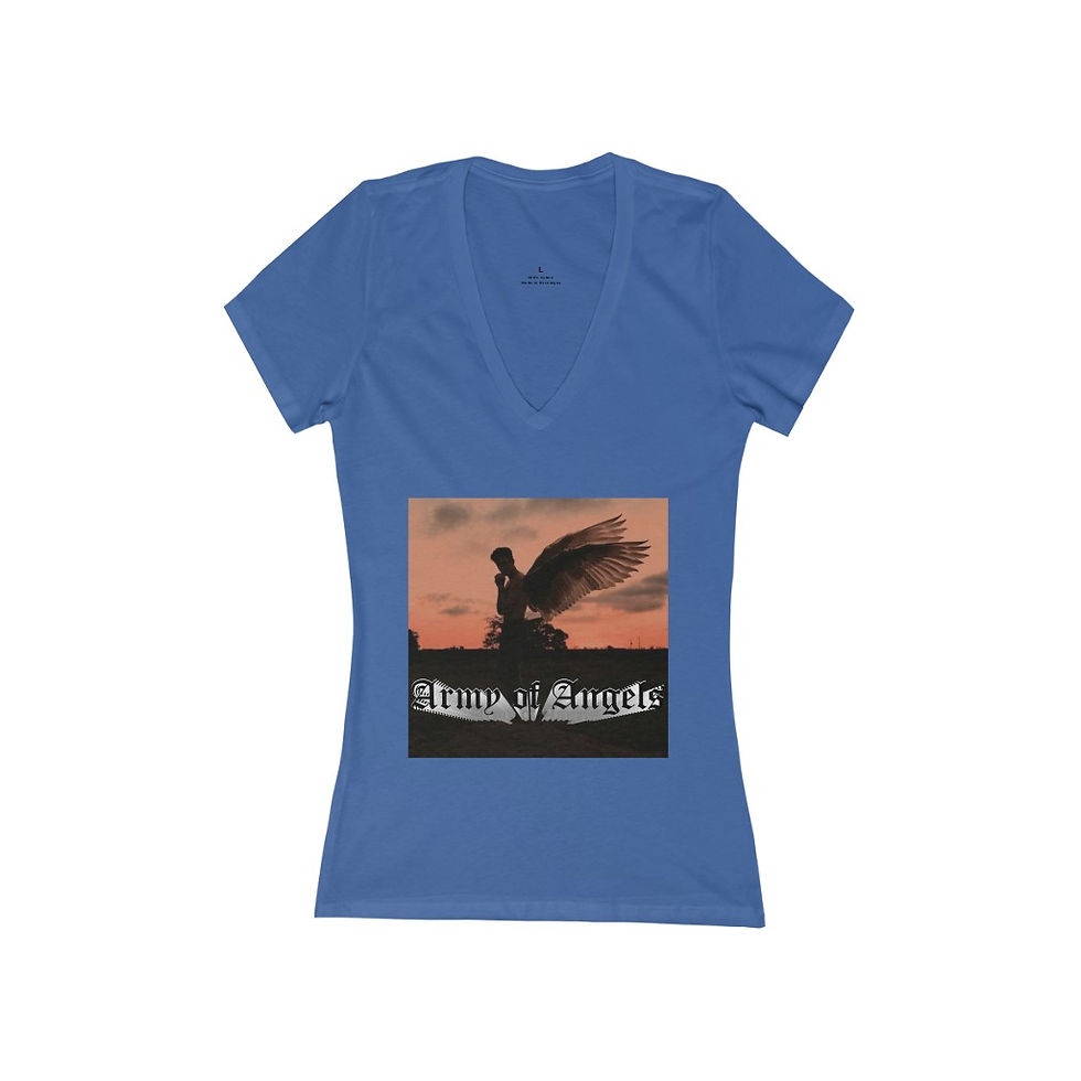 Thumbnail: Army of Angels Women's Jersey Short Sleeve Deep V-Neck Tee 3