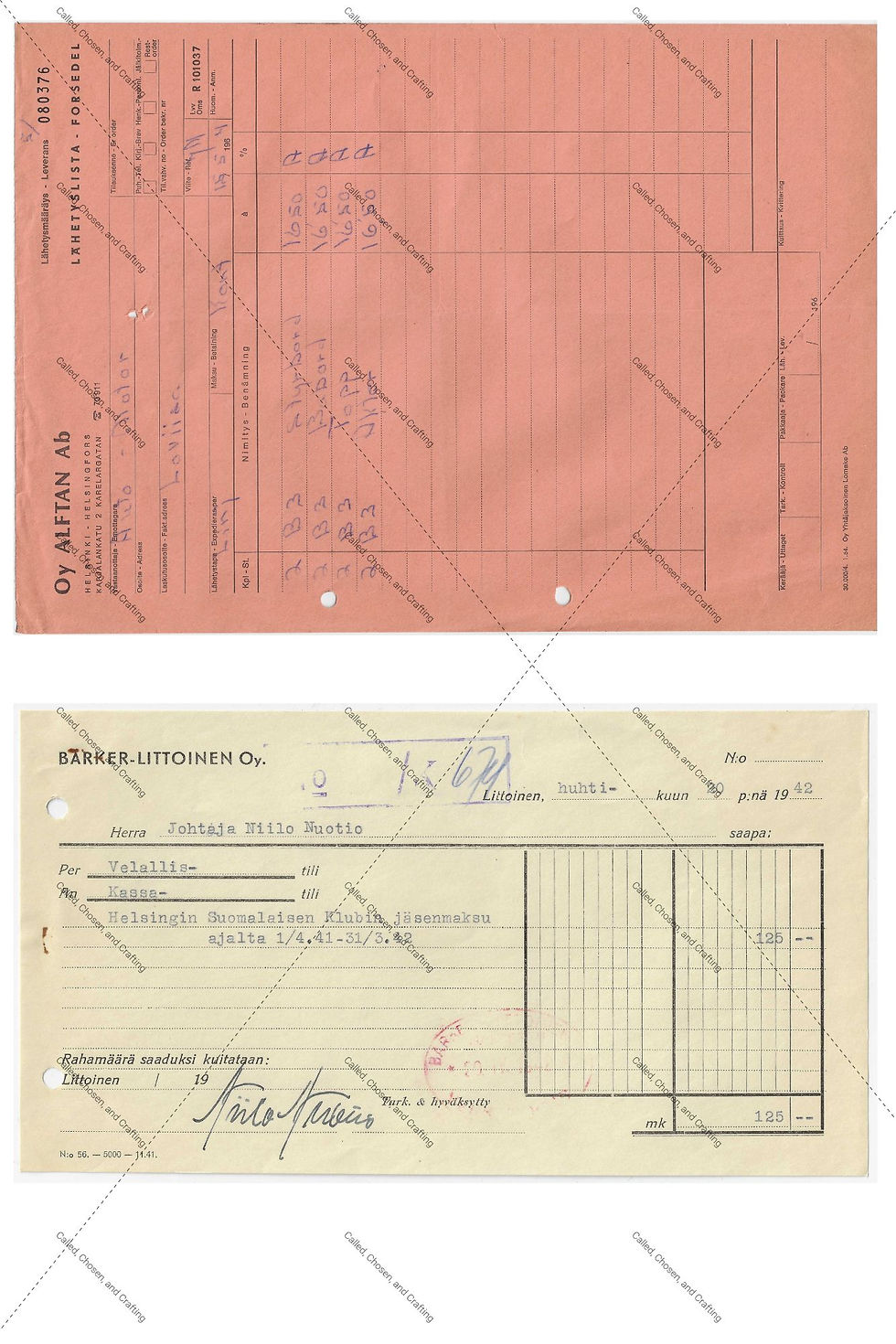 Thumbnail: 11 Vintage Finnish Business Documents -Printable