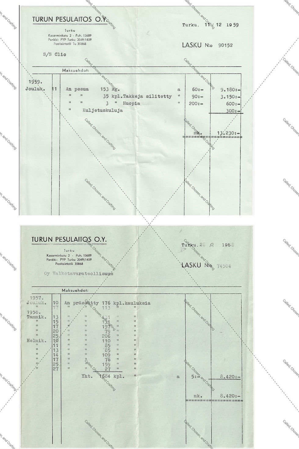 Thumbnail: 11 Vintage Finnish Business Documents -Printable