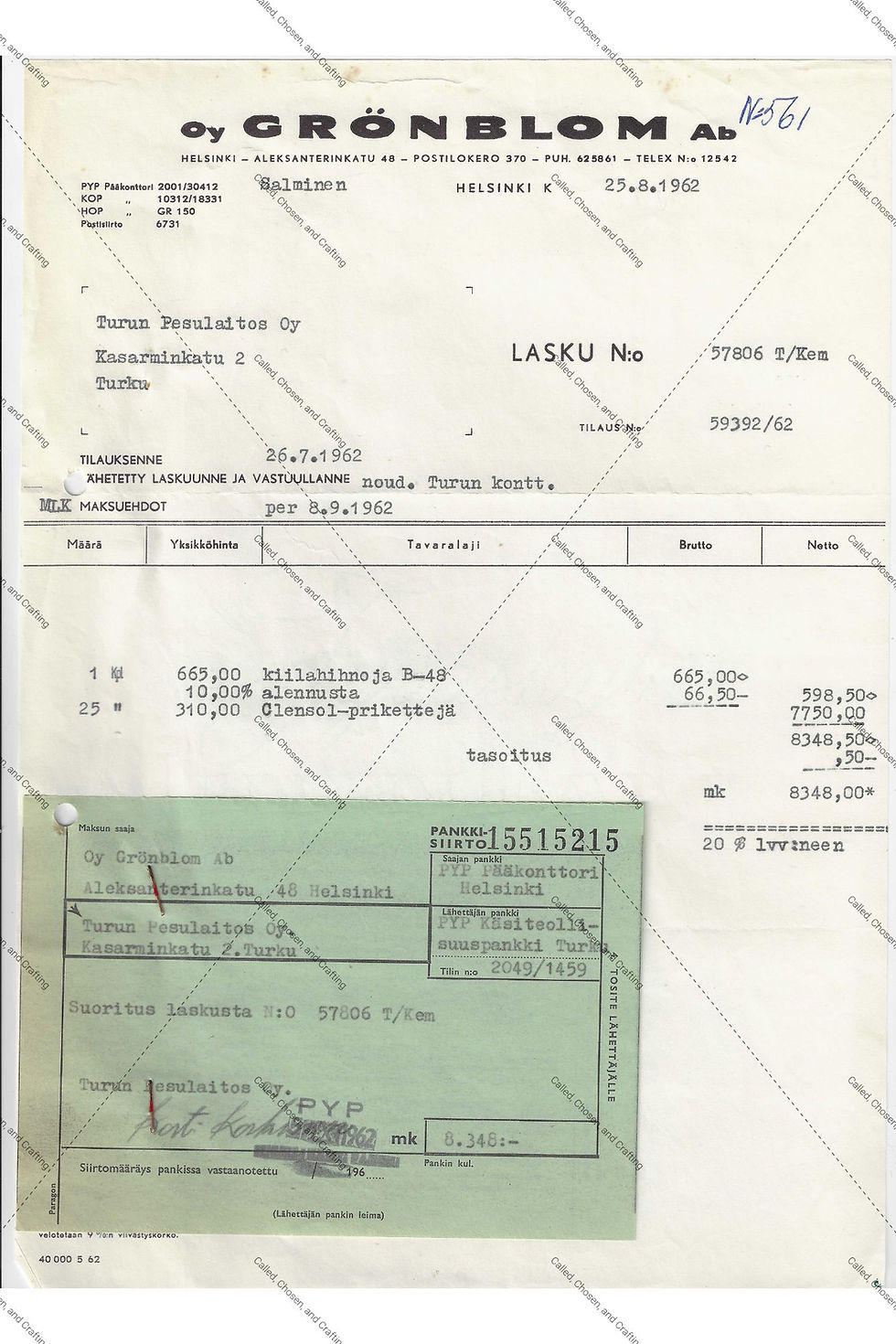 Thumbnail: 11 Vintage Finnish Business Documents -Printable