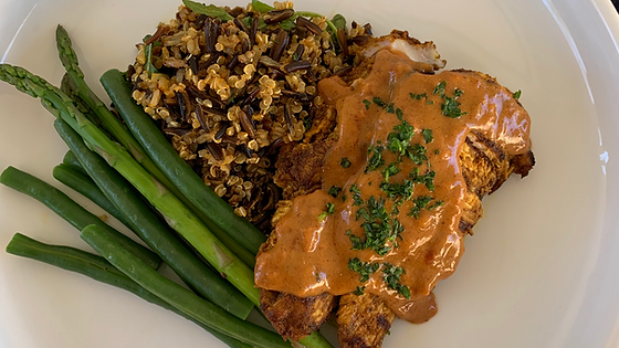 Grilled Chicken Thigh, Quinoa, Wild Rice, Green Beans