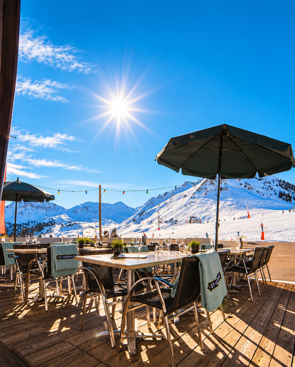 Terrasse panoramique du restaurant Expédition à La Plagne