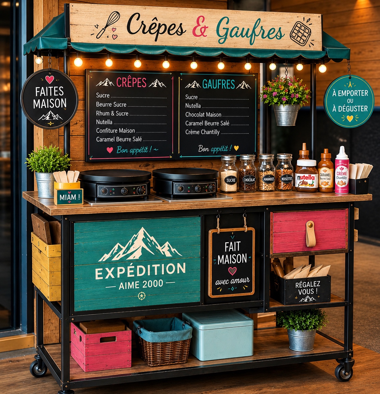 Chariot à crêpes et gaufres