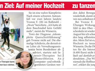 "Heute" berichtet: Dank Therapie kann gelähmte Yvonne wieder einige Sekunden selbstständig stehen
