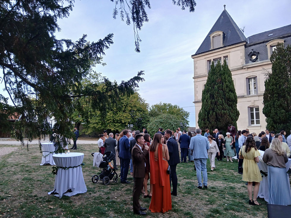 Vue du parc arboré et de la façade du Château des Aulnes, lieu de mariage en Lorraine.