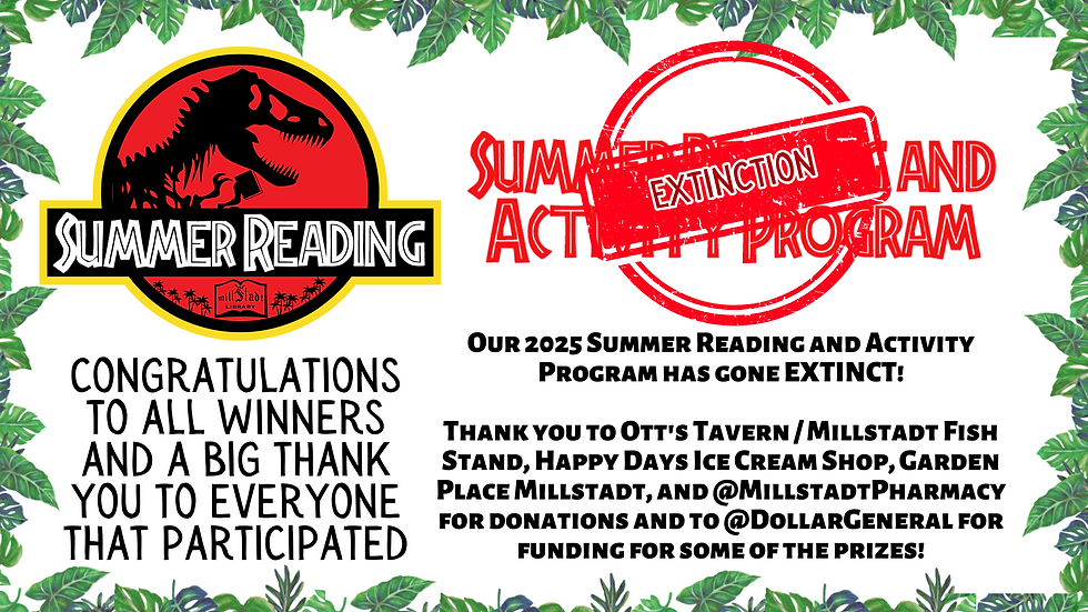 We had an incredible time hosting the Summer Reading and Activity Program this year! Now it's time for the much anticipated winners to be announced....
