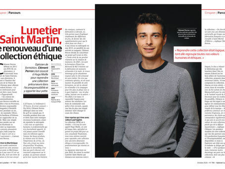 Article de presse sur le parcours d'un artisant lunetier. Clément PERRON cofondateur de Lunetier Saint Martin.