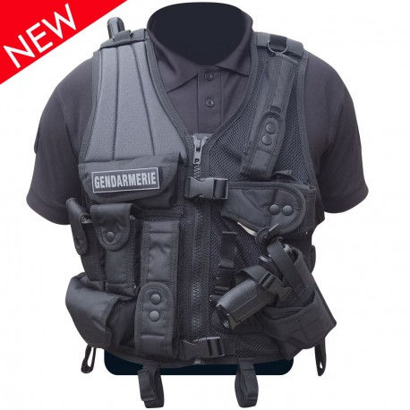 GILET FORCE INTERVENTION AVEC HOLSTER POUR PA OU TASER