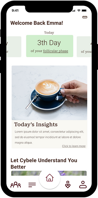Homepage View of Cybele app