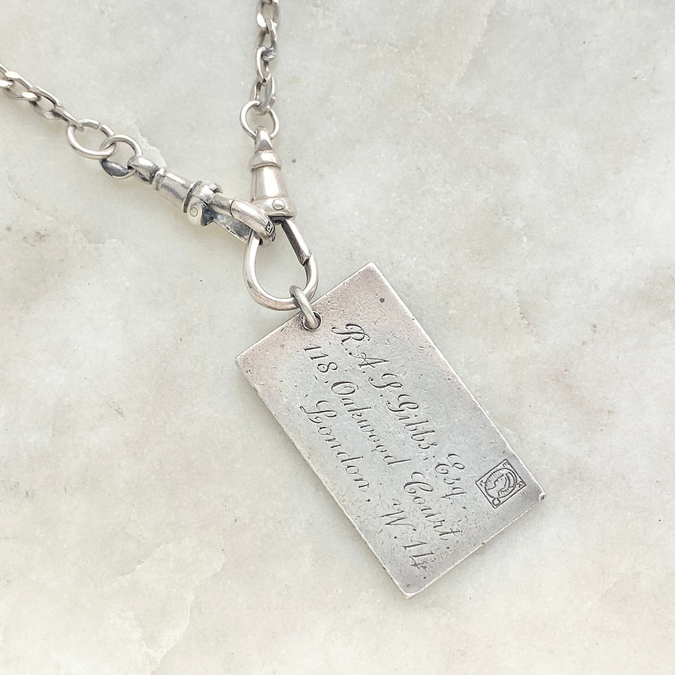 Thumbnail: Vintage 1961 sterling silver envelope pendant charm with engraved London address