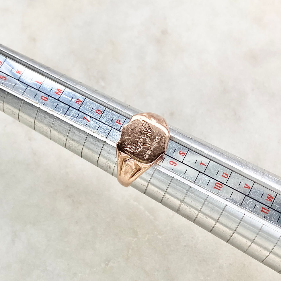 Thumbnail: Antique 1922 9ct gold winged heart signet ring