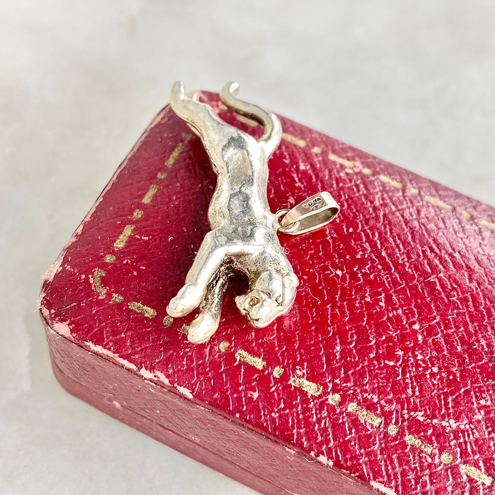 Thumbnail: Vintage 1988 9ct gold leaping big cat/panther charm/pendant
