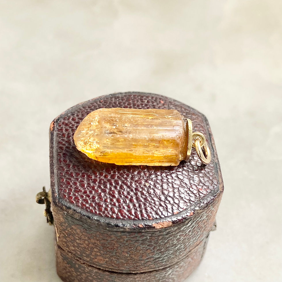 Thumbnail: Vintage imperial topaz point pendant/charm with gold fittings
