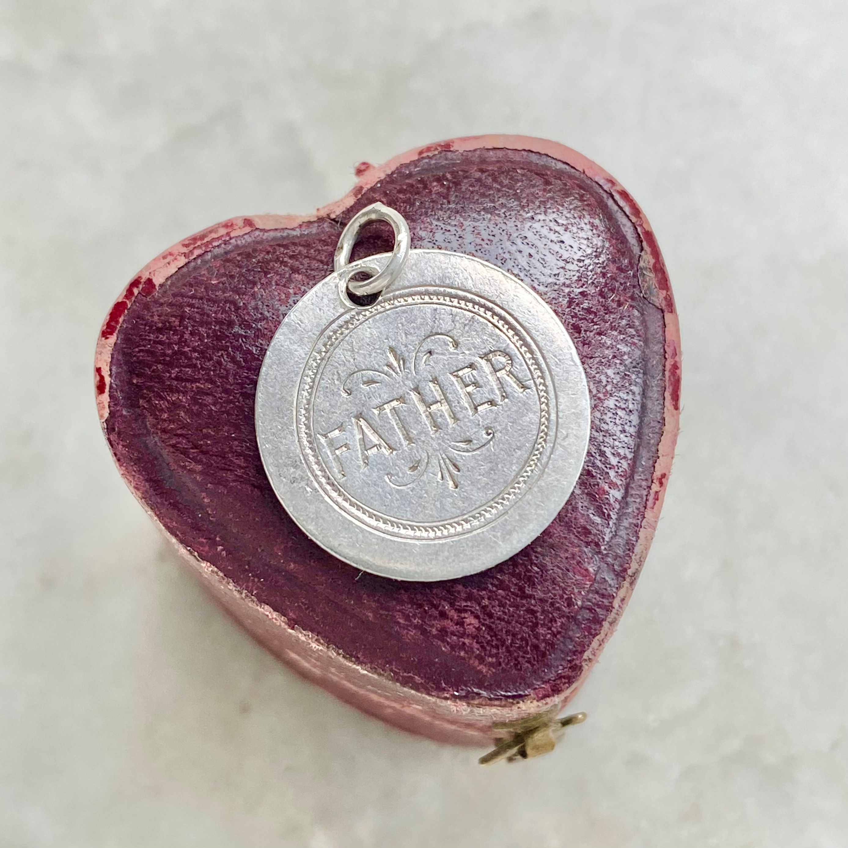 Antique Victorian silver 'Father' hand engraved love token threepence coin