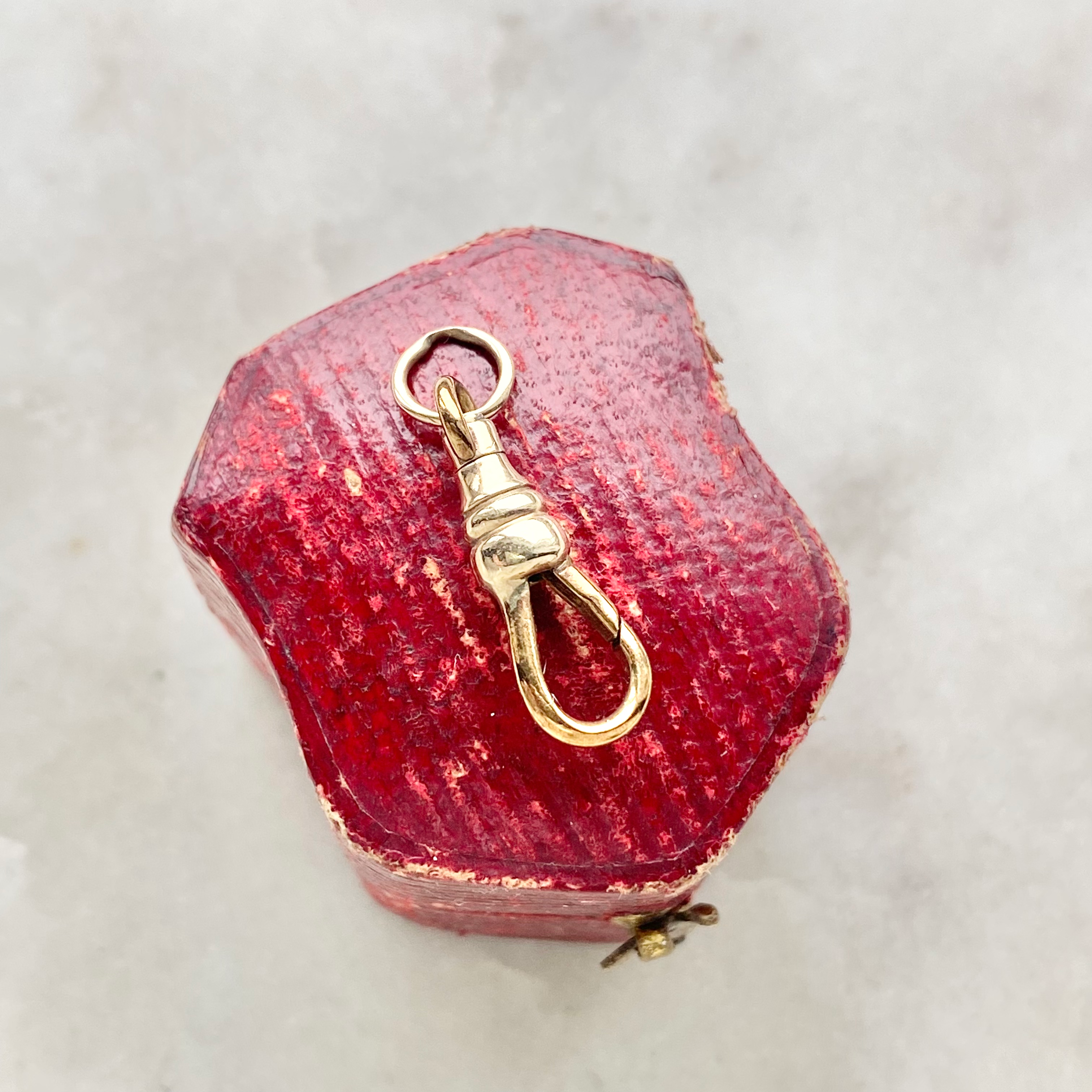 Vintage 9ct gold petite dog clip clasp charm holder