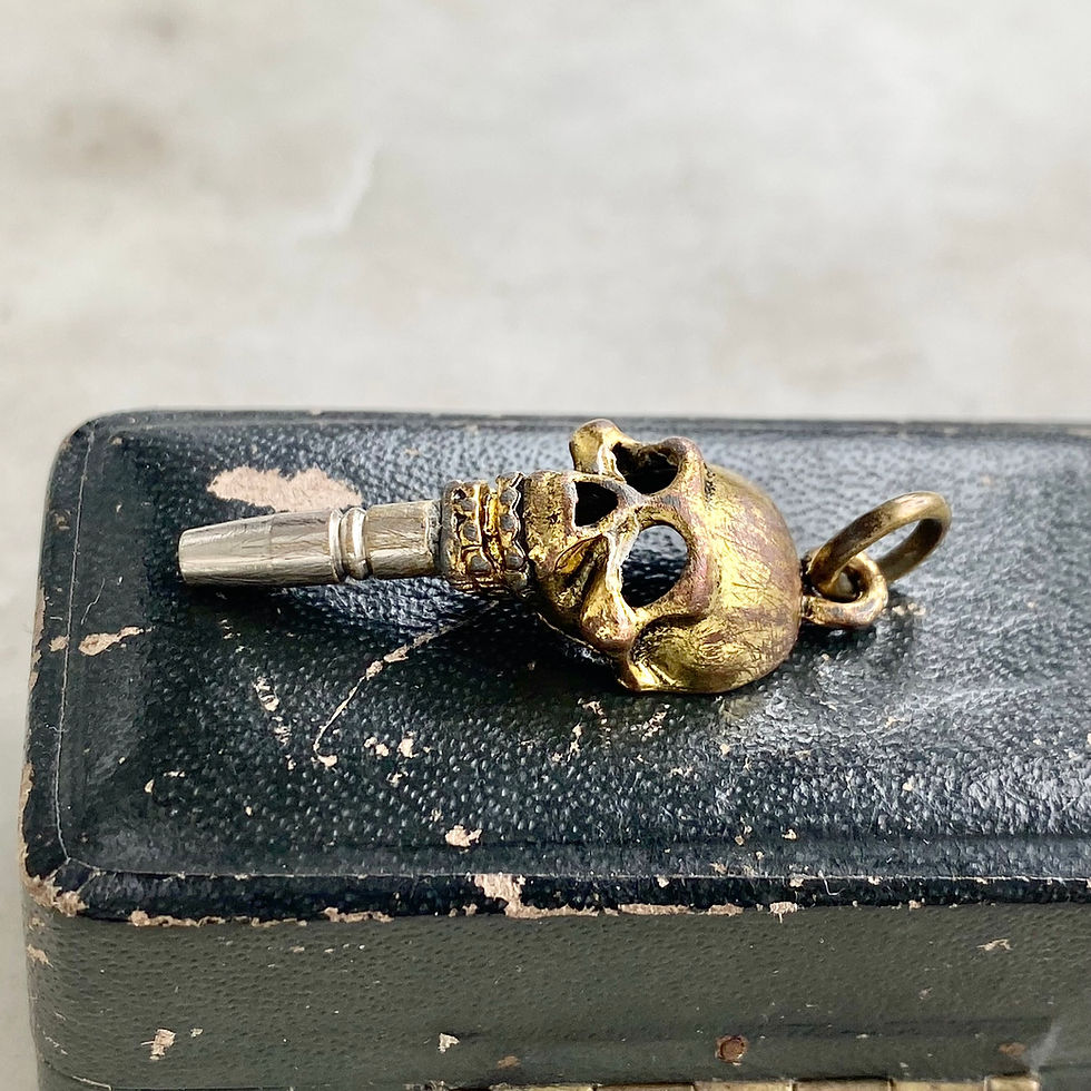 Thumbnail: Vintage skull pocket watch key charm