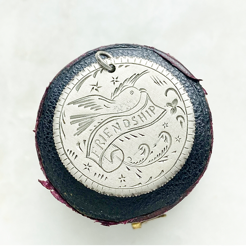 Vintage 1941 silver one shilling bird friendship love token