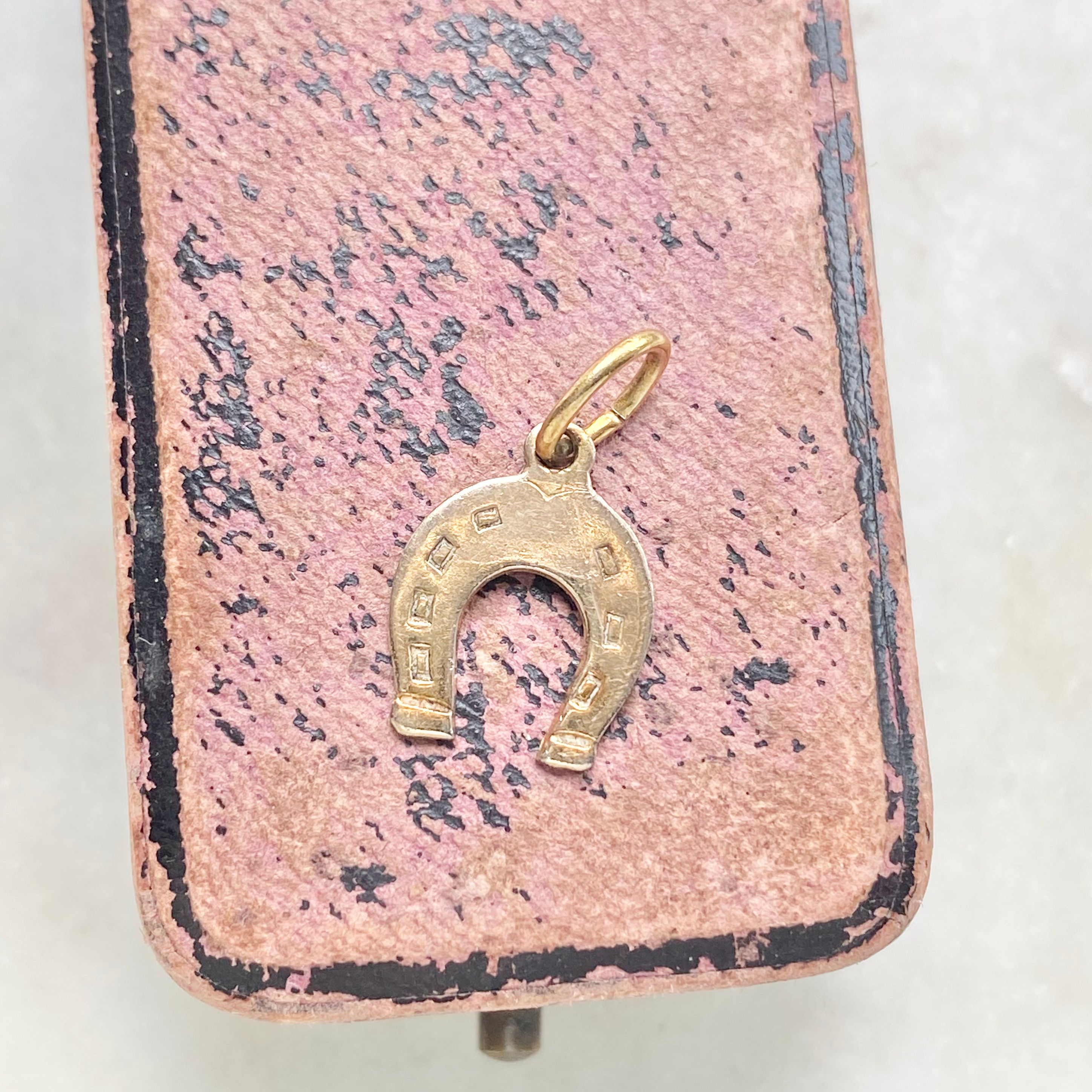 Vintage rolled gold horseshoe lucky talisman charm (1)