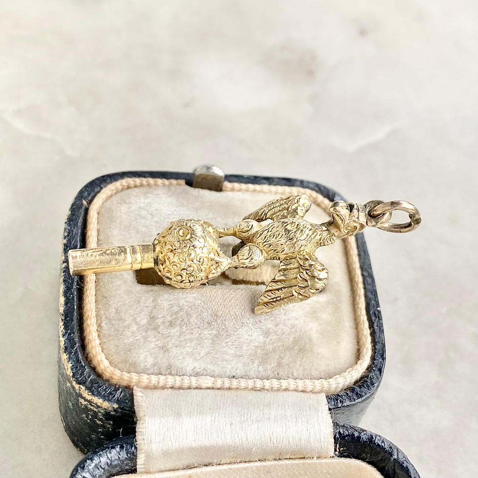 Thumbnail: Antique gold cased eagle atop a ball pocket watch key charm/pendant