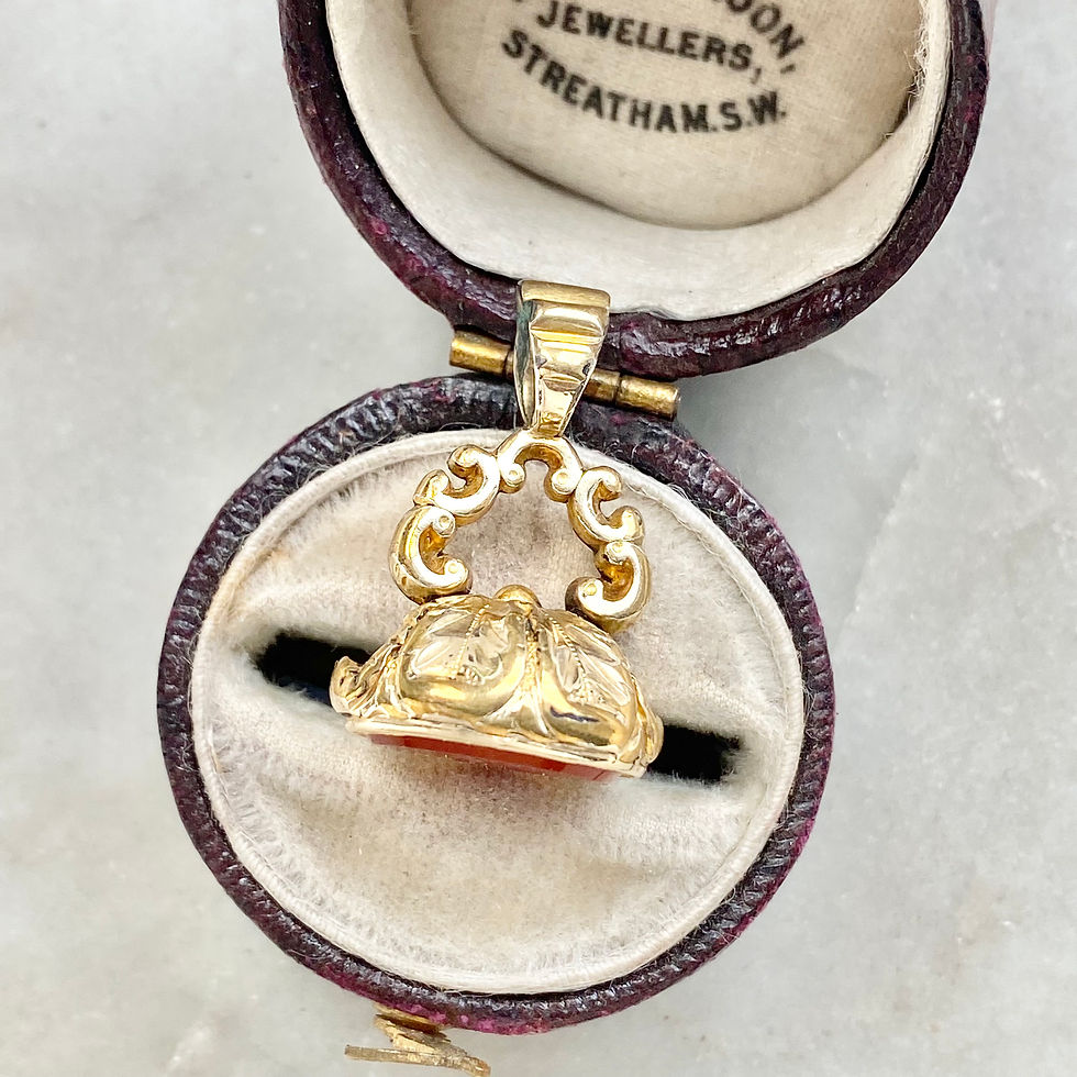 Thumbnail: Antique carnelian intaglio seal fob with a leaf 'Toujours le meme'