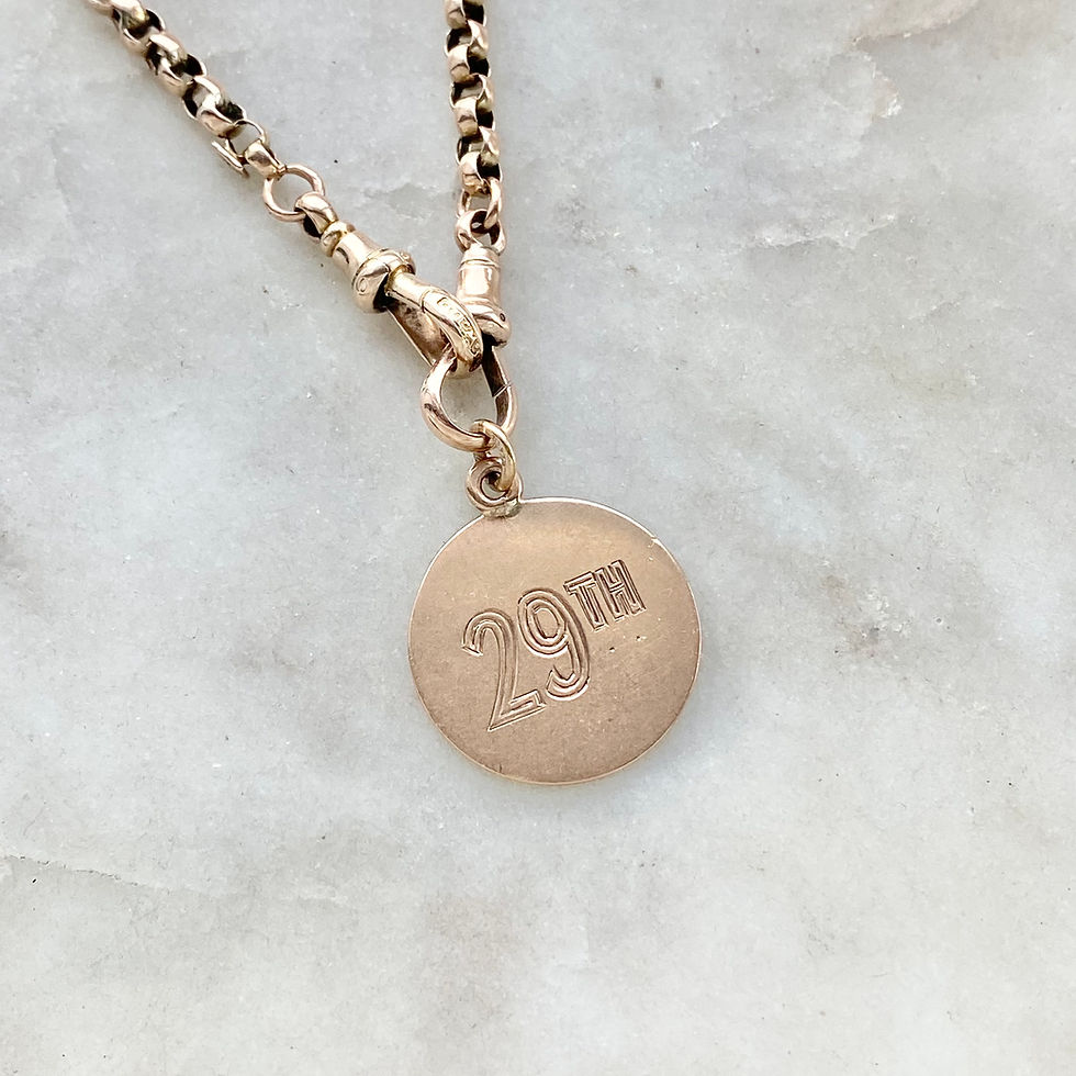 Thumbnail: Vintage 9ct gold engraved medallion charm '29th'