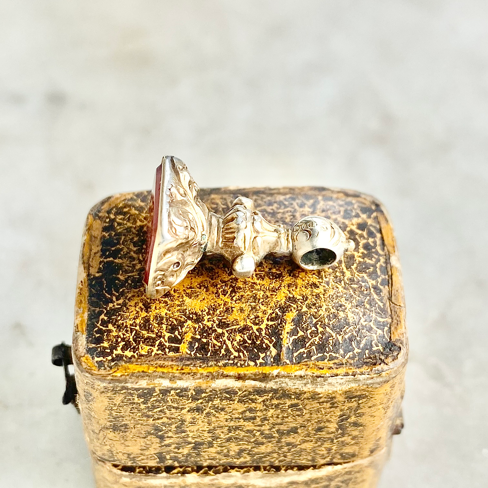 Thumbnail: Antique fob pendant with carved carnelian 'Emma'