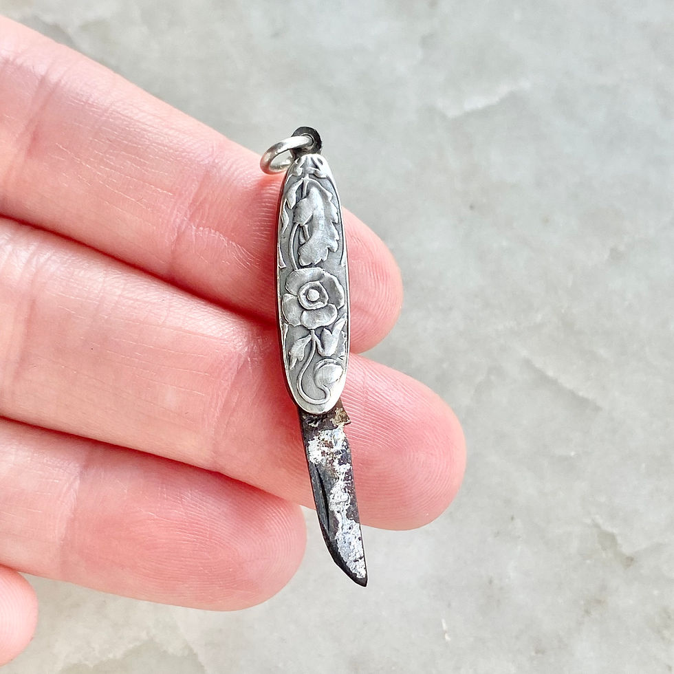 Thumbnail: Vintage Art Nouveau style silver opening fruit knife charm