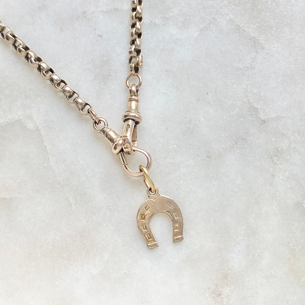 Thumbnail: Vintage rolled gold horseshoe lucky talisman charm (2)