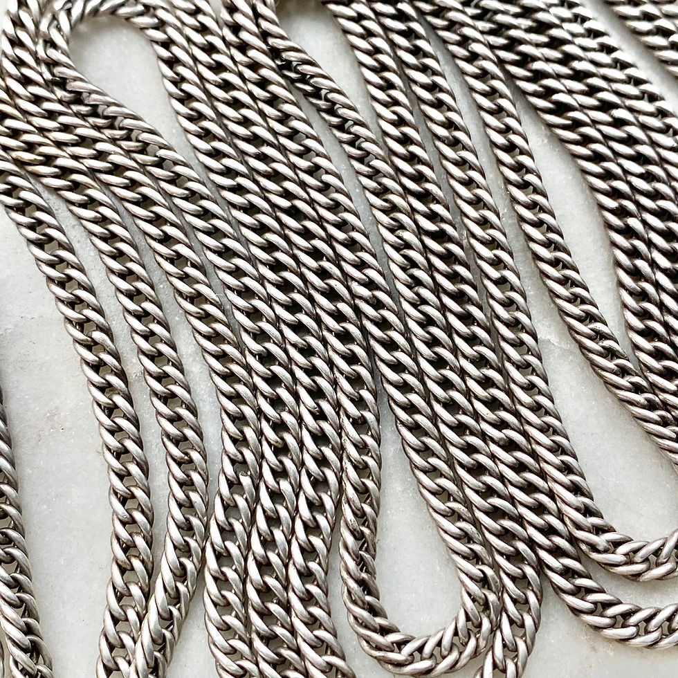 Thumbnail: Vintage 61 inch silver curb link long chain necklace with dog clip