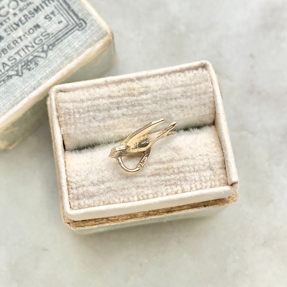 Thumbnail: Vintage 9ct gold petite swallow charm