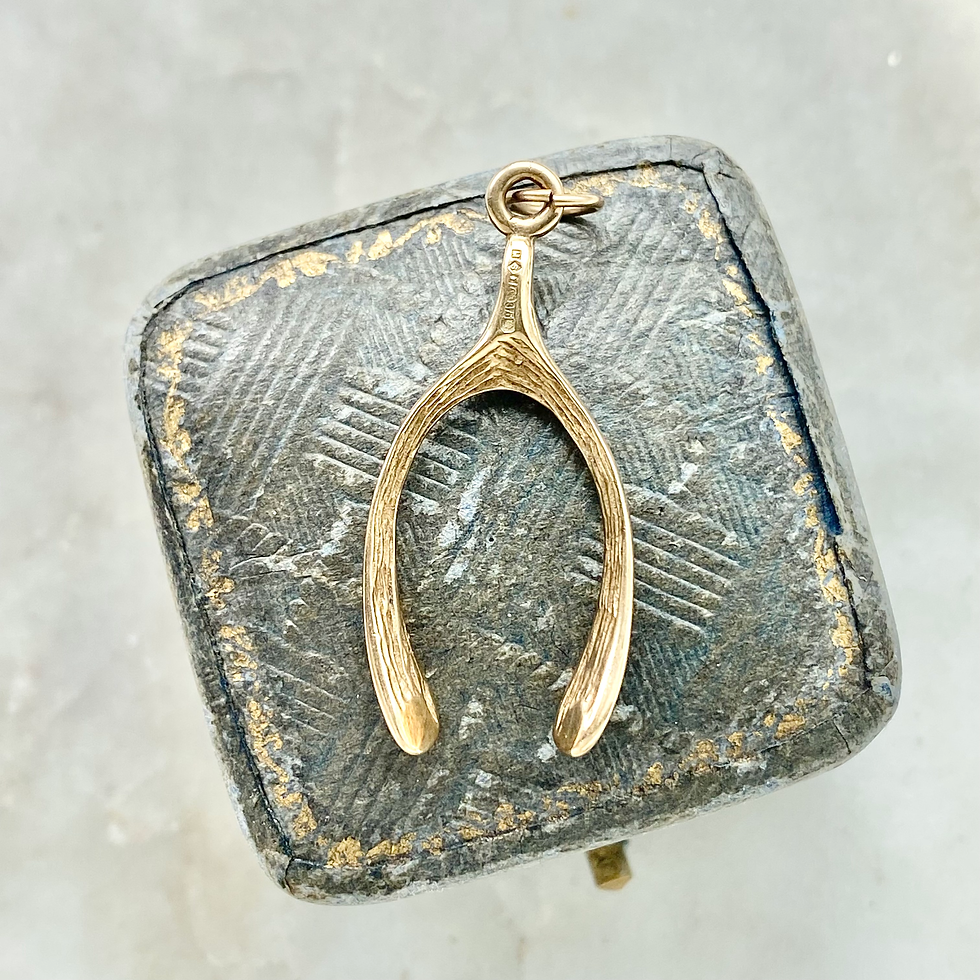 Thumbnail: Vintage 9ct gold wishbone pendant/charm