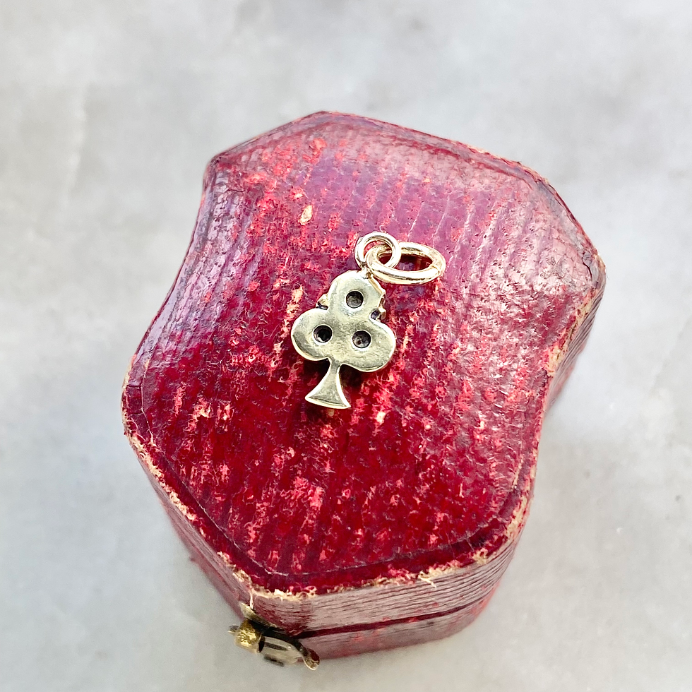 Thumbnail: Vintage diamond and 9ct gold Club playing card symbol, shamrock charm