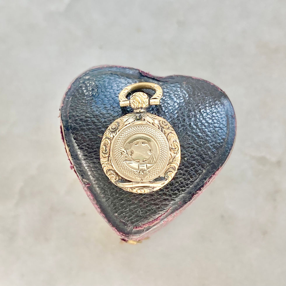 Thumbnail: Antique gold and gold cased opening rare miniature locket with glass window