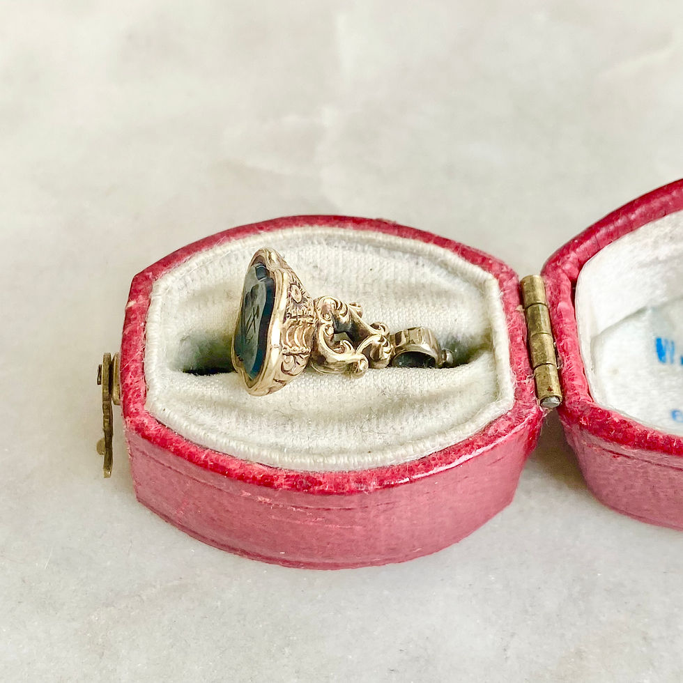 Thumbnail: Vintage petite bloodstone intaglio seal fob - rock and anchor